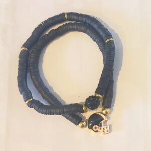 Football - 2 Black and Gold Beaded Bracelets
